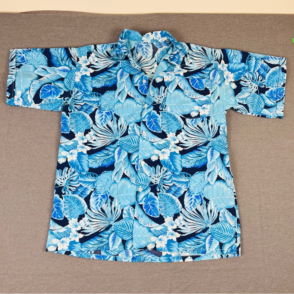 Vintage Hawaiian Blue Floral Men's Shirt